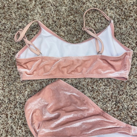 two piece swimsuit pink velvet - Picture 5 of 6